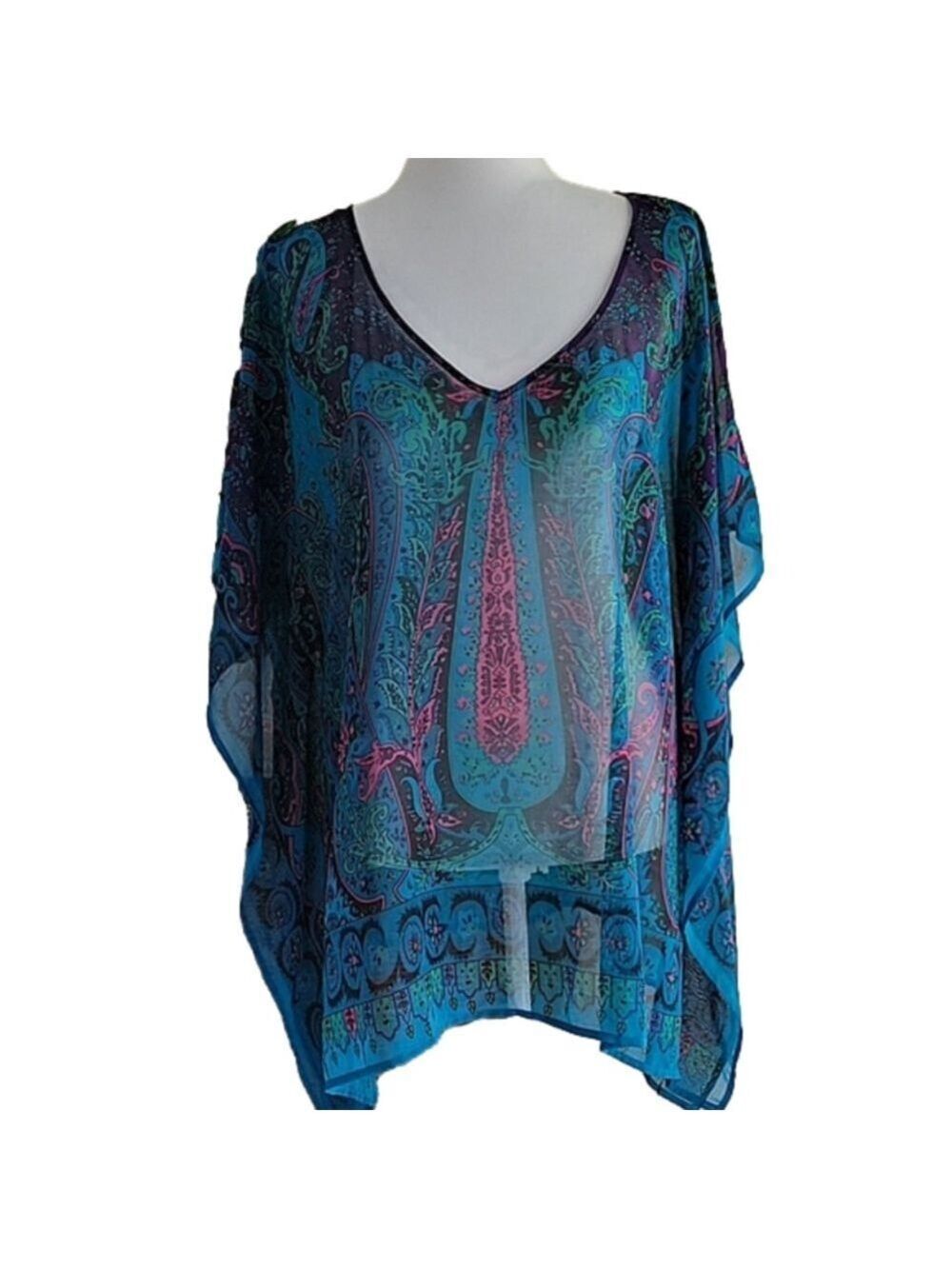 Lane Bryant Sheer V-Neck Short Kaftan Top Size 14/16 EUC